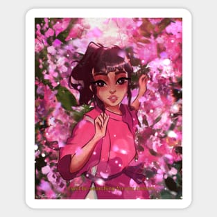 Girl and flowers Sticker